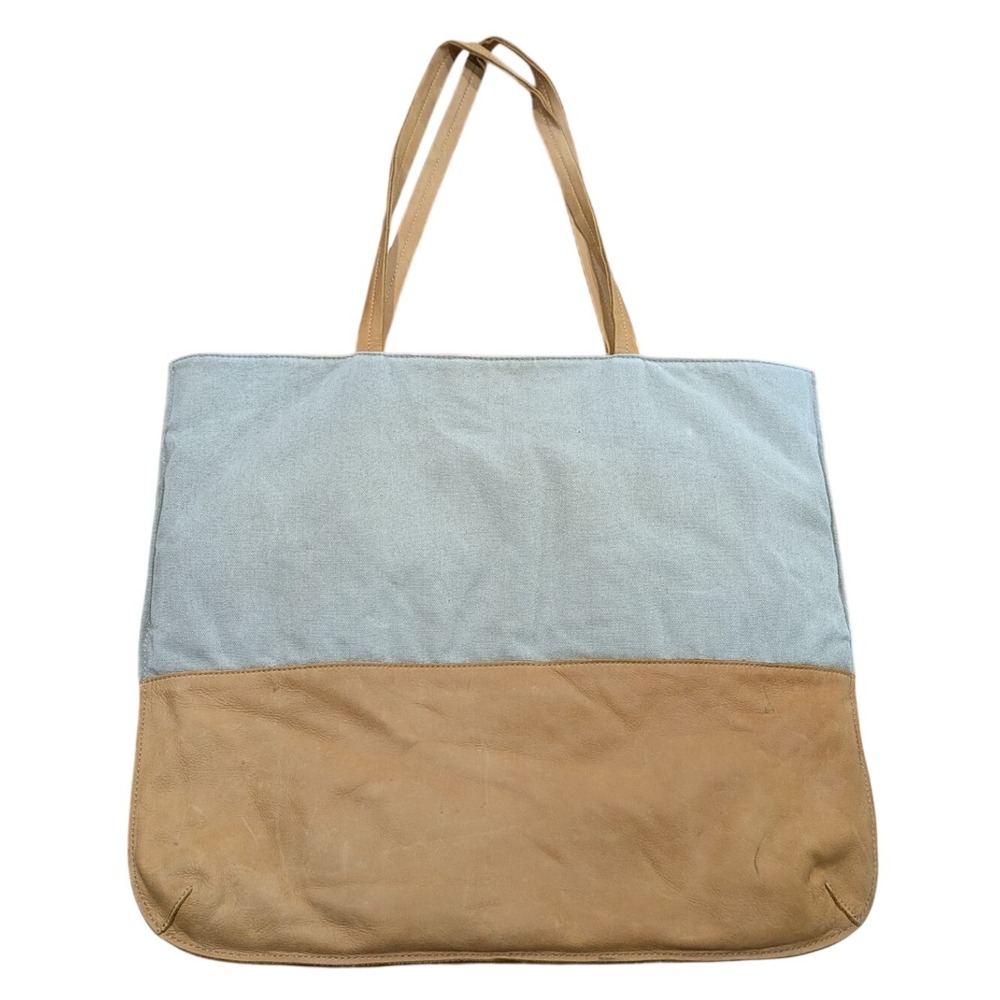 Hearth & Hand Magnolia Tote Bag Canvas Leather Two Tone Book Bag Reusable Bag